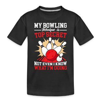 Skittles, bowling lanesAlso skittles - Kids' Premium Organic T-Shirt - black - Front