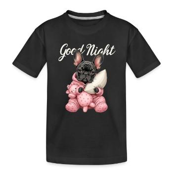 Französische Bulldogge im Schlafanzug - Kinder Premium Bio T-Shirt - Schwarz - Vorne
