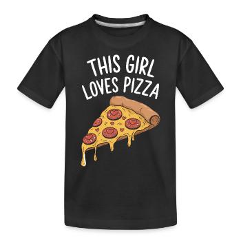 Pizza Spruch Witz Pizzeria Lustiges Pizza Geschenk - Kinder Premium Bio T-Shirt - Schwarz - Vorne