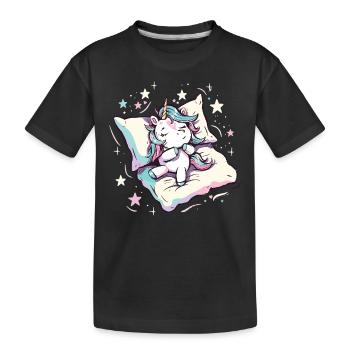 Sleep pajama nightgown unicorn - Kids' Premium Organic T-Shirt - black - Front