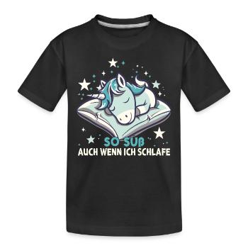 Pyjama de sommeil chemise de nuit licorne - T-shirt bio Premium Enfant - noir - Devant