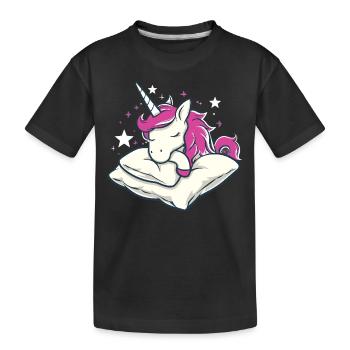 Sleep pajama nightgown unicorn - Kids' Premium Organic T-Shirt - black - Front
