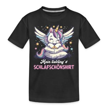 Sleep pajama nightgown unicorn - Kids' Premium Organic T-Shirt - black - Front