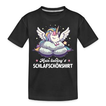 Pyjama de sommeil chemise de nuit licorne - T-shirt bio Premium Enfant - noir - Devant