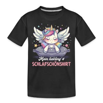Sleep pajama nightgown unicorn - Kids' Premium Organic T-Shirt - black - Front