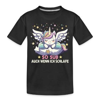 Pyjama de sommeil chemise de nuit licorne - T-shirt bio Premium Enfant - noir - Devant