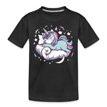 Sleep pajama nightgown unicorn - Kids' Premium Organic T-Shirt - black - Front