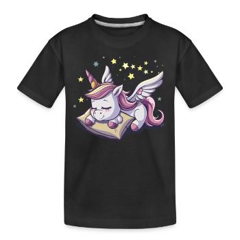 Sleep pajama nightgown unicorn - Kids' Premium Organic T-Shirt - black - Front