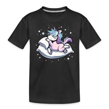 Sleep pajama nightgown unicorn - Kids' Premium Organic T-Shirt - black - Front