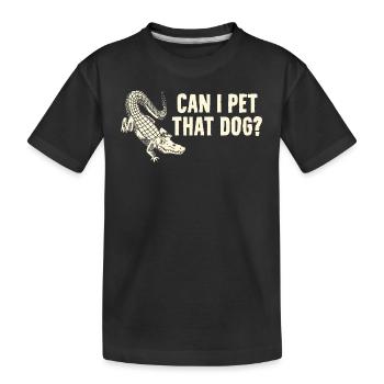 Bande dessinée drôle d’alligator - Puis-je caresser ce chien ? - T-shirt bio Premium Enfant - noir - Devant