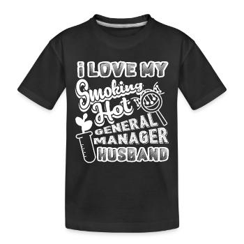 General Manager I Love My General Manager Husband - Kids' Premium Organic T-Shirt - black - Front