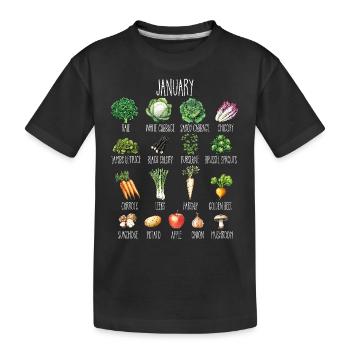 January seasonal vegetables and fruit collage - Kinder Premium Bio T-Shirt - Schwarz - Vorne