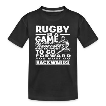 Rugby Spieler Teamwork Rückwärts Gehen - Kinder Premium Bio T-Shirt - Schwarz - Vorne
