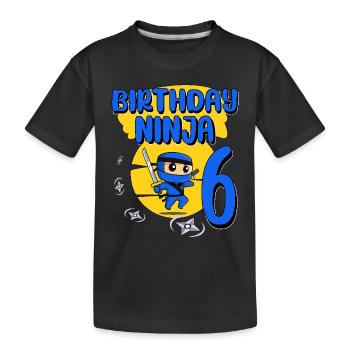 Birthday Ninja 6 Year Old Birthday Party Gift - Kinder Premium Bio T-Shirt - Schwarz - Vorne