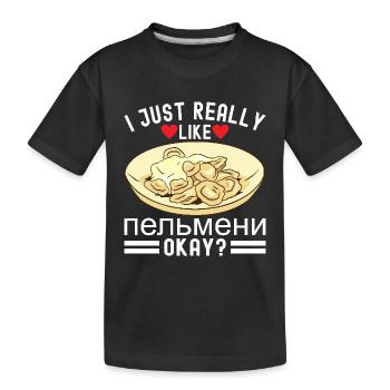 Pelmeni Russian Cuisine - Kids' Premium Organic T-Shirt - black - Front