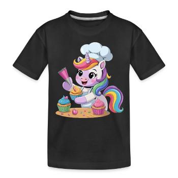 Cute Unicorn Baker Rainbow Baking Cupcake Gifts - Kinder Premium Bio T-Shirt - Schwarz - Vorne