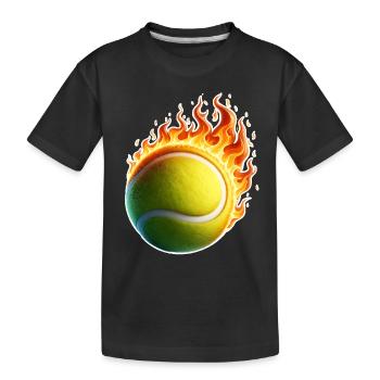 Tennis Flammen Tennisball - Kinder Premium Bio T-Shirt - Schwarz - Vorne