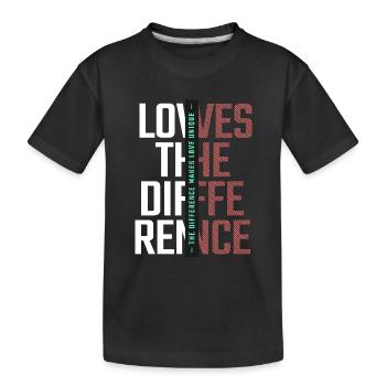 Liebe macht den Unterschied Einzigartige Liebe - Kinder Premium Bio T-Shirt - Schwarz - Vorne