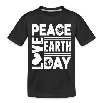 Earth Day Peace Love Earth Day - Kids' Premium Organic T-Shirt - black - Front
