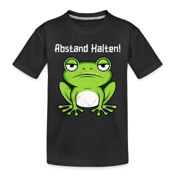 Faschings Party ABSTAND HALTEN! Genervter Frosch - Kinder Premium Bio T-Shirt - Schwarz - Vorne