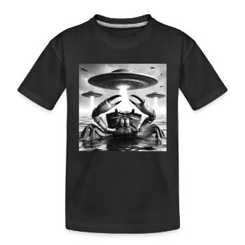 Crab Marine Lustiges Grafik-Selfie mit UFOs Seltsam A - Kinder Premium Bio T-Shirt - Schwarz - Vorne