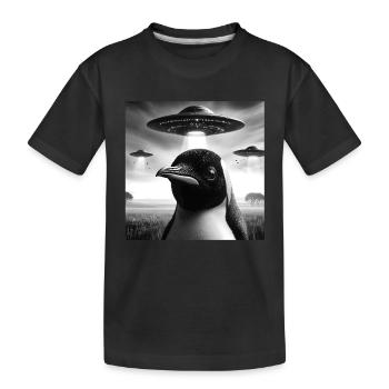 pingouin empereur Selfie graphique drôle avec des OVNI Wei - T-shirt bio Premium Enfant - noir - Devant