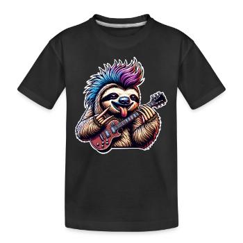 Guitariste de rock and roll paresseux - T-shirt bio Premium Enfant - noir - Devant