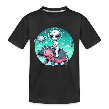 Alien sur Nielpferd - T-shirt bio Premium Enfant - noir - Devant