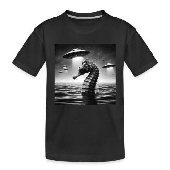 Hippocampe Mutant Selfie graphique drôle avec OVNI Wei - T-shirt bio Premium Enfant - noir - Devant