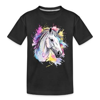 Horse Horses Riding Rider Rider Colored - Kids' Premium Organic T-Shirt - black - Front