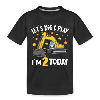 2. Geburtstag Junge 2. Geburtstag Bagger Fahrer - Kinder Premium Bio T-Shirt - Schwarz - Vorne