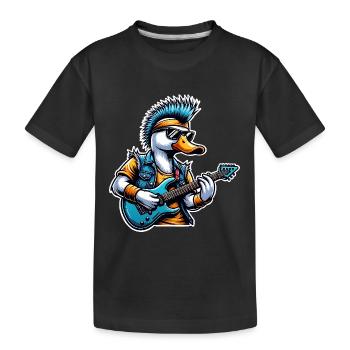 Ente Rock and Roll Gitarrist - Kinder Premium Bio T-Shirt - Schwarz - Vorne