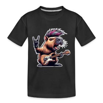 Capybara Rock and Roll Gitarrist - Kinder Premium Bio T-Shirt - Schwarz - Vorne