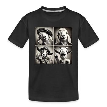 Goat Selfie Funny Hats Vintage Photo Shoot Farm An - Kids' Premium Organic T-Shirt - black - Front