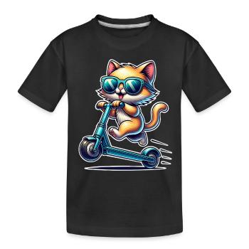 E-Scooter E-Scooter Cat Scooter - Kids' Premium Organic T-Shirt - black - Front