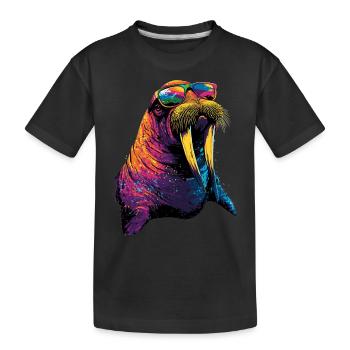 Walross Stoßzähne Robbe Wilde Pazifische Walrosse - Kinder Premium Bio T-Shirt - Schwarz - Vorne