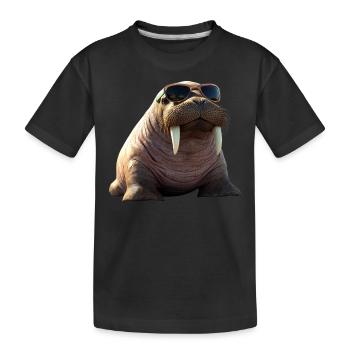 Morse, défenses, phoque, morses sauvages du Pacifique - T-shirt bio Premium Enfant - noir - Devant