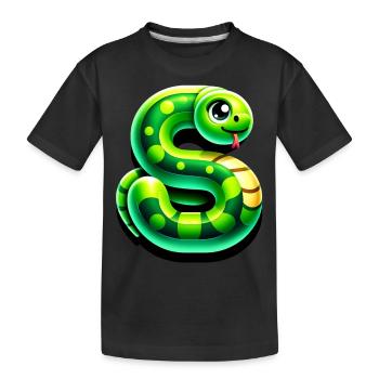 Snake Adventure – Green Letter S - Kids' Premium Organic T-Shirt - black - Front