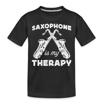 Saxophone Saxophone Is My Therapy - Kids' Premium Organic T-Shirt - black - Front