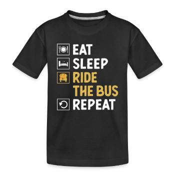 Manger Dormir Monter L’autobus Répétitif Chauffeur de bus scolaire - T-shirt bio Premium Enfant - noir - Devant