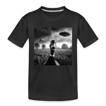 Ente Wasservogel Lustiges Grafik-Selfie mit UFOs Wehr - Kinder Premium Bio T-Shirt - Schwarz - Vorne