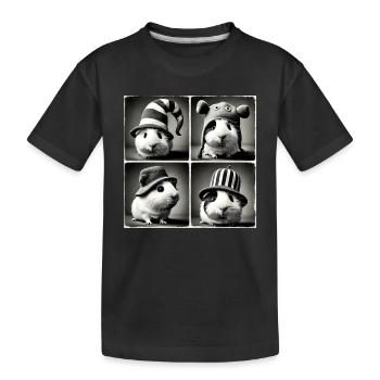 Guinea Pig Selfie Funny Hats Vintage Photo Shoot A - Kids' Premium Organic T-Shirt - black - Front