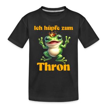Froschkostüm ICH HÜPFE ZUM THRON Lustiges - Kinder Premium Bio T-Shirt - Schwarz - Vorne