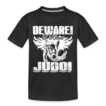Judo Beware I Know Judo - Kids' Premium Organic T-Shirt - black - Front
