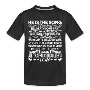 Air Traffic Controller's Wife - Kids' Premium Organic T-Shirt - black - Front
