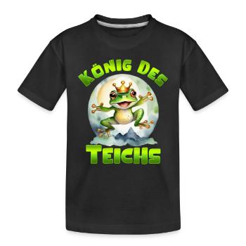 Froschkostüm KÖNIG DES TEICHS Lustiges Karneval - Kinder Premium Bio T-Shirt - Schwarz - Vorne