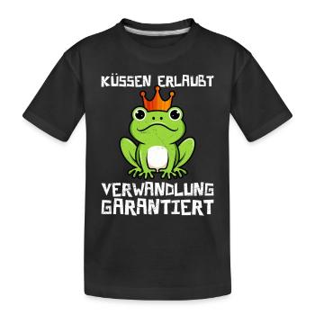 Karneval KÜSSEN ERLAUBT VERWANDLUNG GARANTIERT - Kinder Premium Bio T-Shirt - Schwarz - Vorne