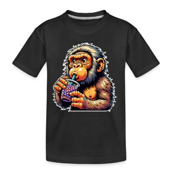 Thé à bulles de Néandertal - T-shirt bio Premium Enfant - noir - Devant