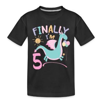5th birthday Girl Dracon 5 Years Old Gifts - Kids' Premium Organic T-Shirt - black - Front