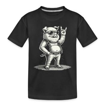 Drôle de musique rock cochon style rétro - T-shirt bio Premium Enfant - noir - Devant